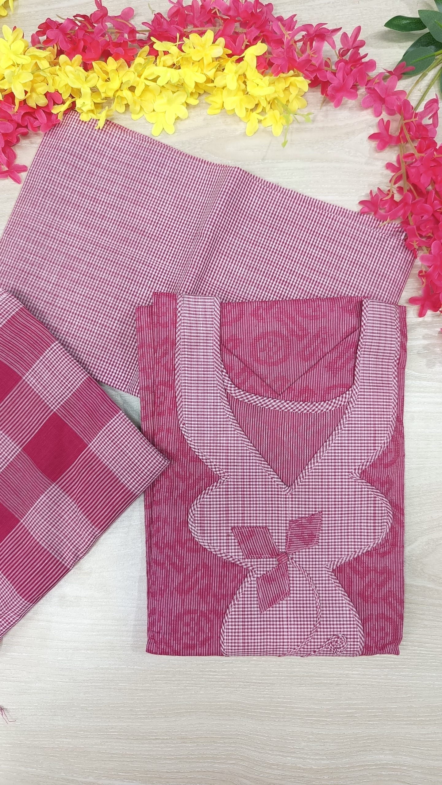 100% Cotton Jamdani Handloom Shalwar Kameez-Pink Color - China To BD Web