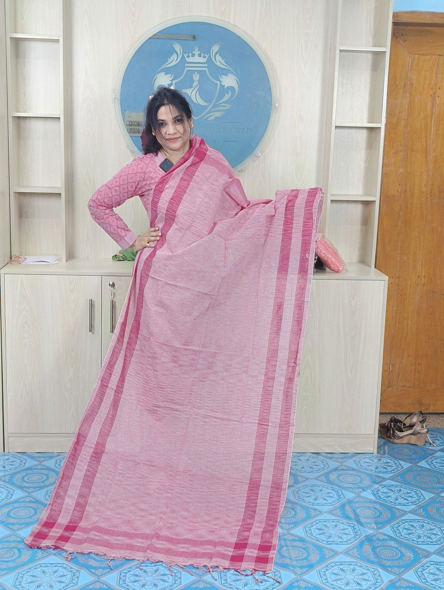 100% Cotton Jamdani Handloom Shalwar Kameez-Pink Color - China To BD Web