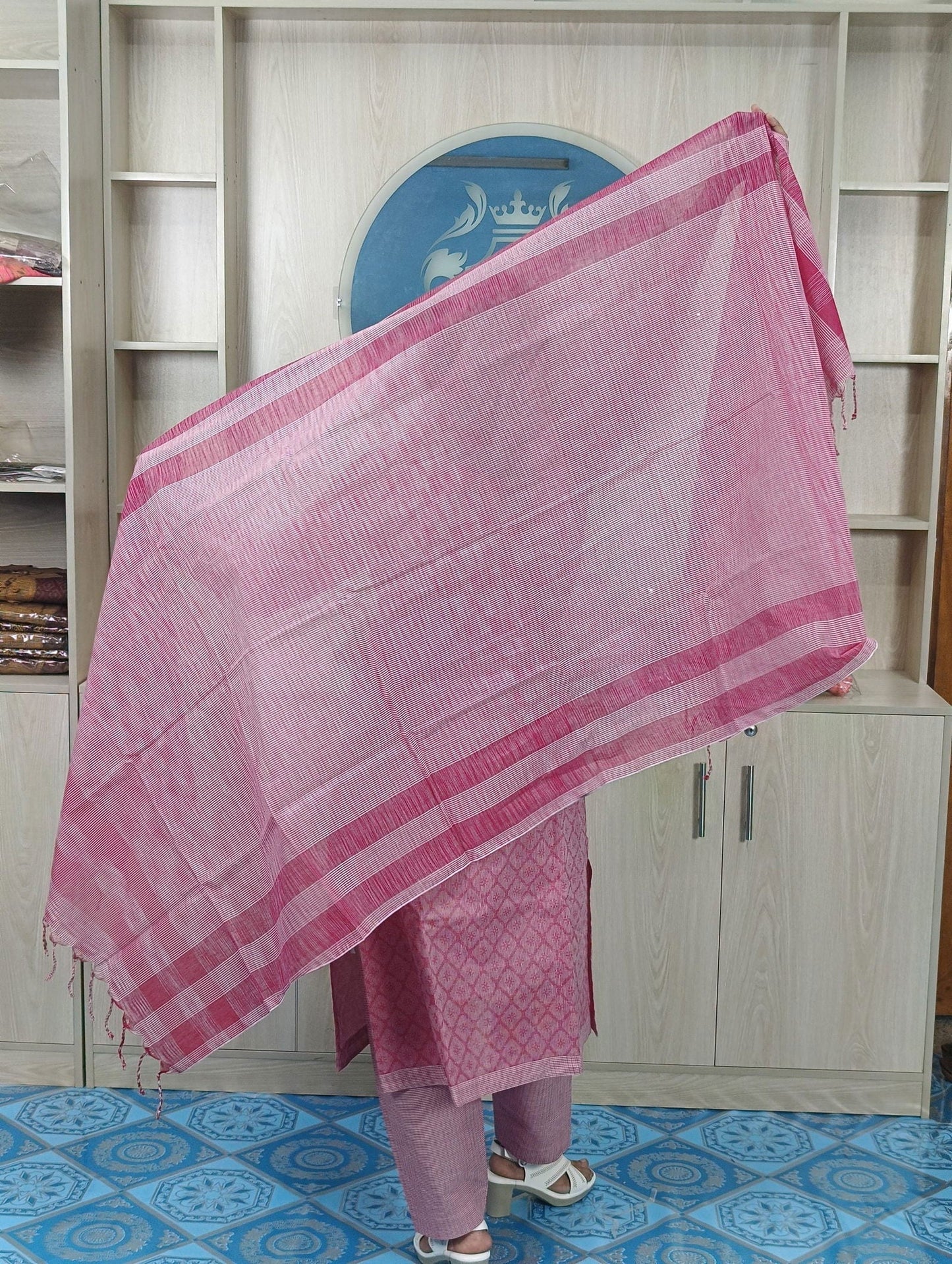100% Cotton Jamdani Handloom Shalwar Kameez-Pink Color - China To BD Web