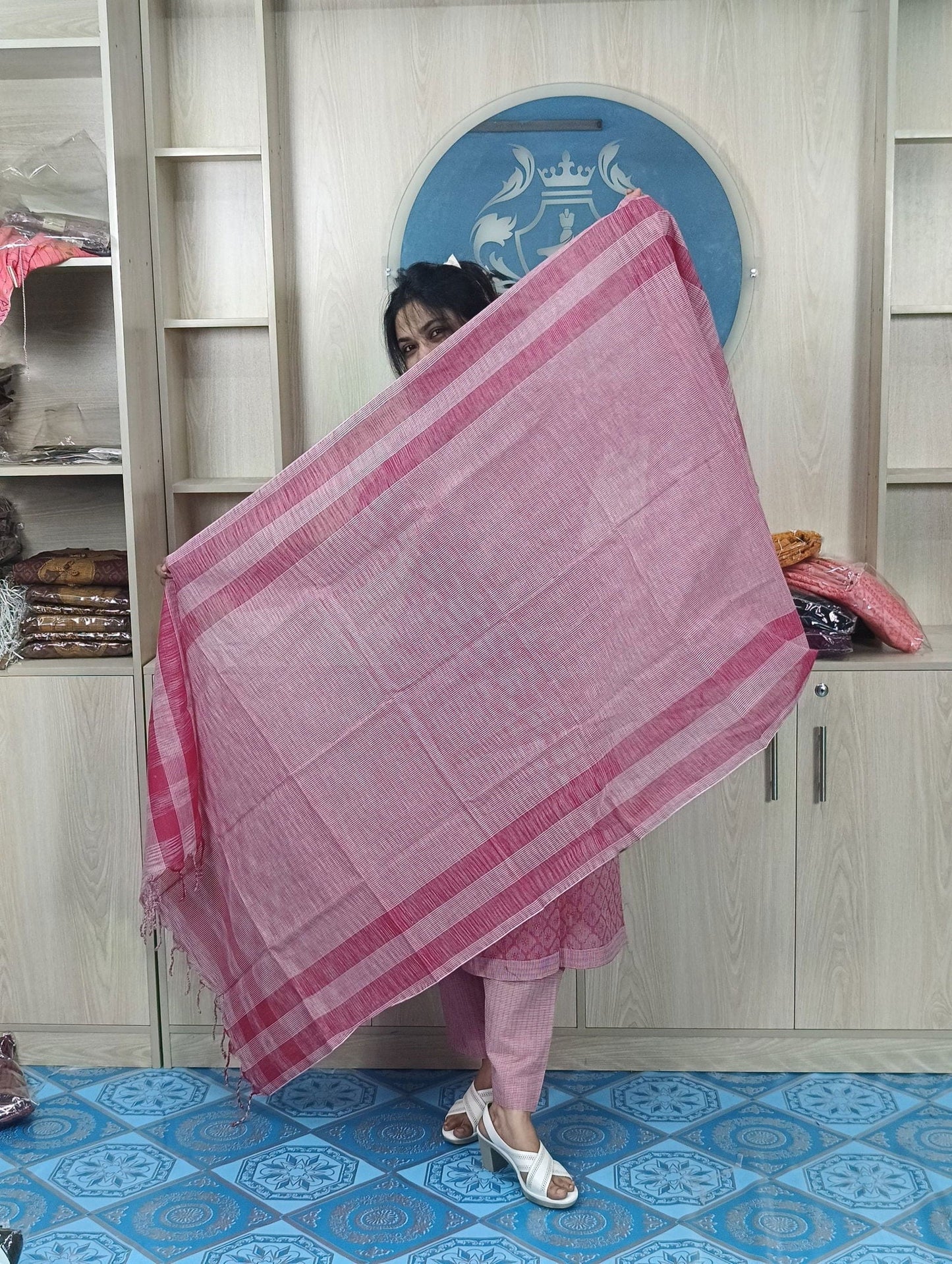 100% Cotton Jamdani Handloom Shalwar Kameez-Pink Color - China To BD Web