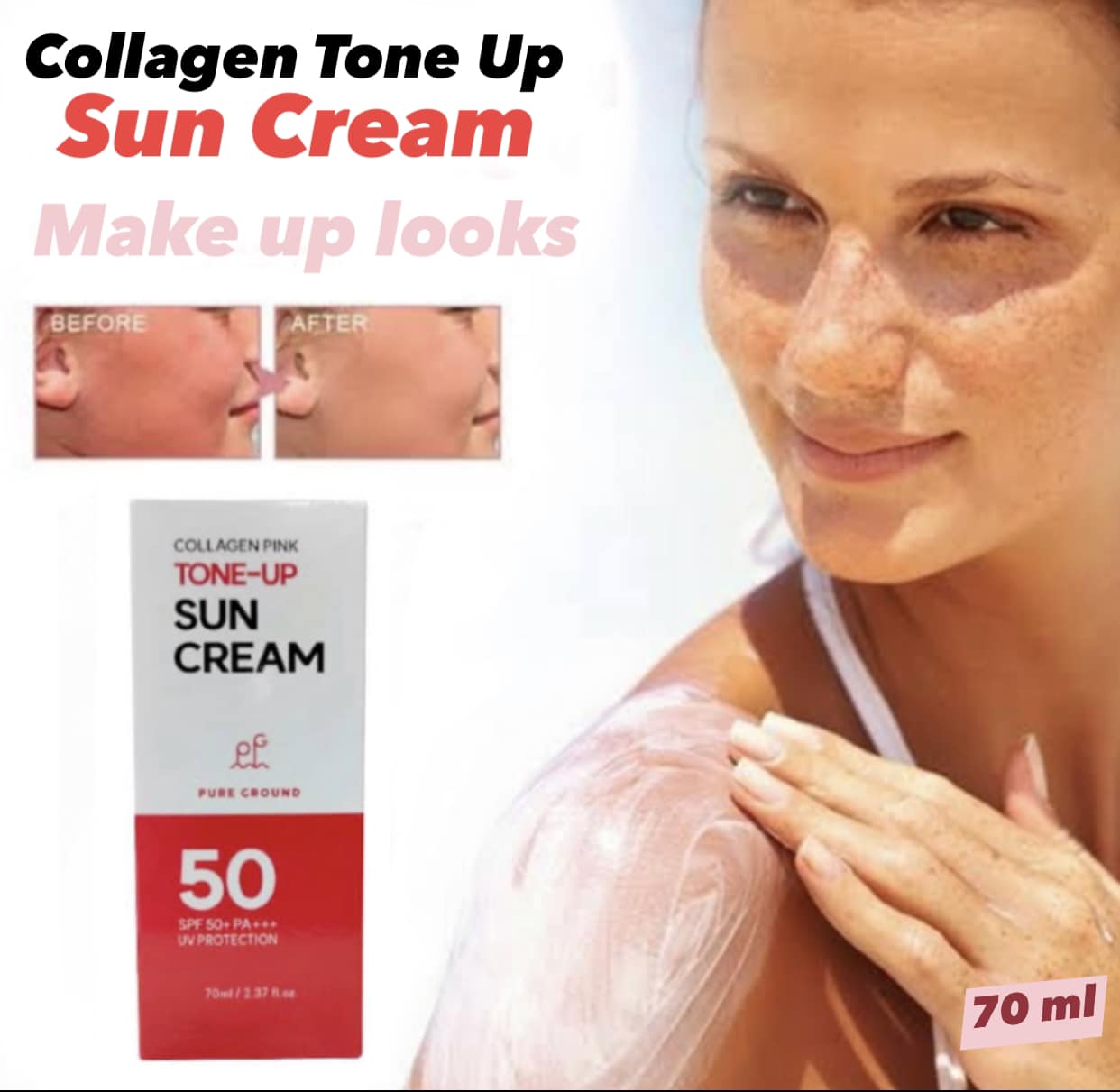 Day cream + sunscreen- Sun Cream SPF50+ UV Protection 70ML