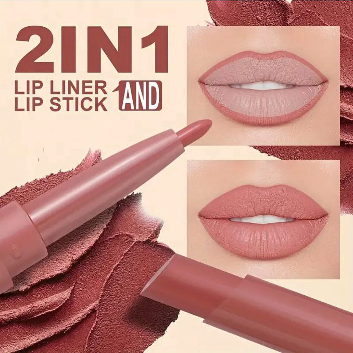 Dragon Ranee 12Pcs Nude+Deep Matte Velvet Lipstick + Lip Liner and Lipstick-12Pcs Nude+Deep Shade