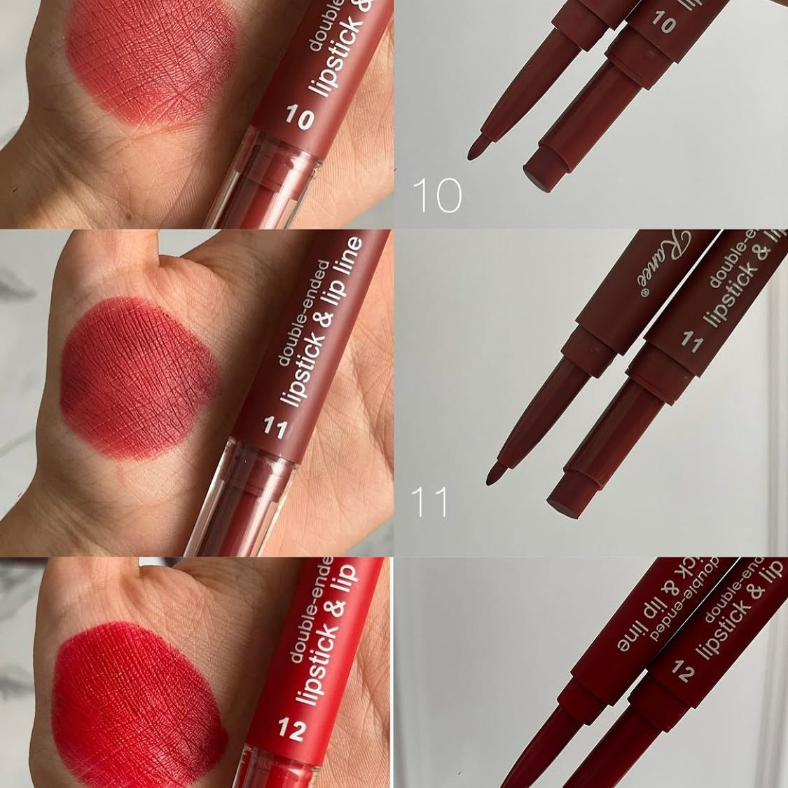 Dragon Ranee 12Pcs Nude+Deep Matte Velvet Lipstick + Lip Liner and Lipstick-12Pcs Nude+Deep Shade