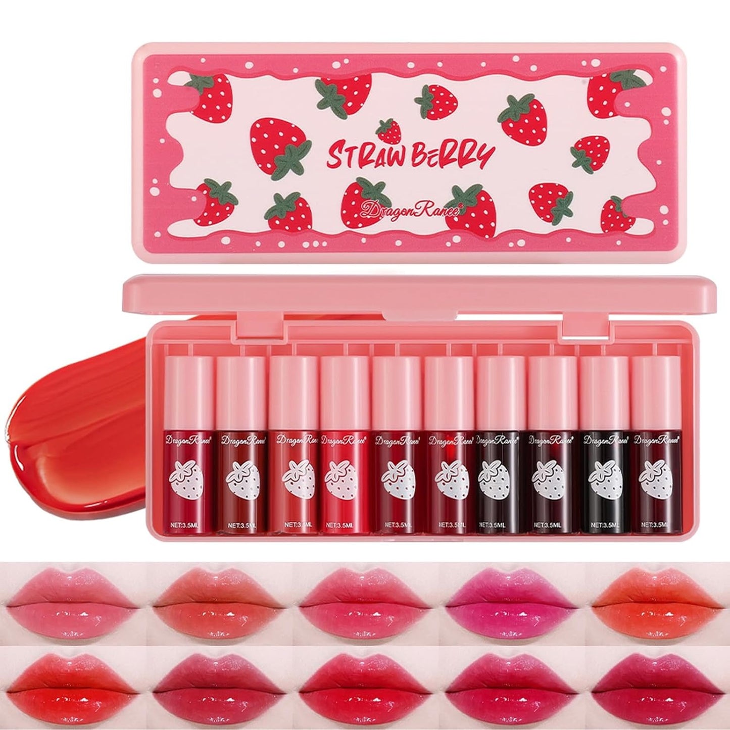 Set A-10 Colors Lip Tint Stain Set, Korean Lip Gloss