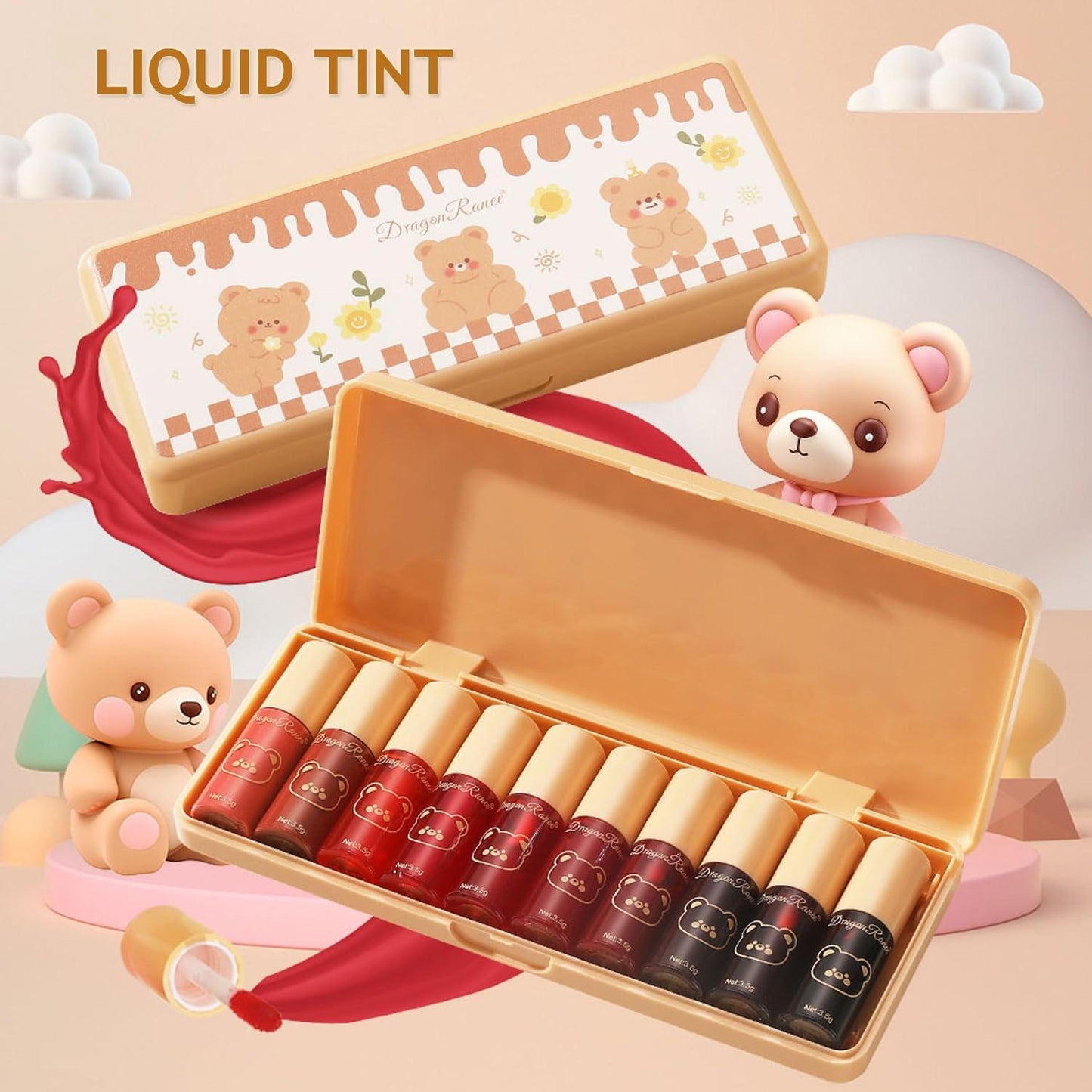 Set C-10 Colors Lip Tint Stain Set, Korean Lip Gloss