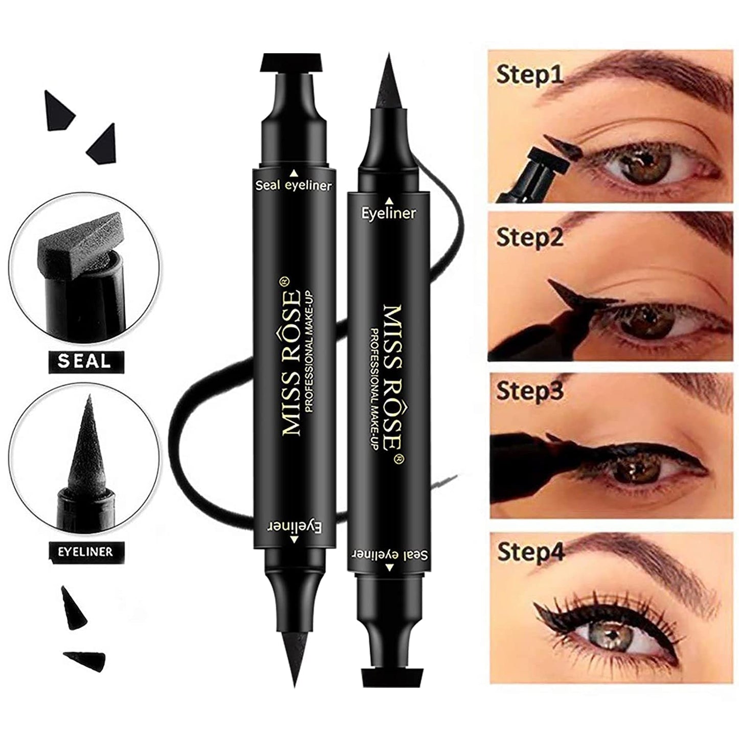 1 pcs Miss Rose Stamp Eyeliner 2 in 1