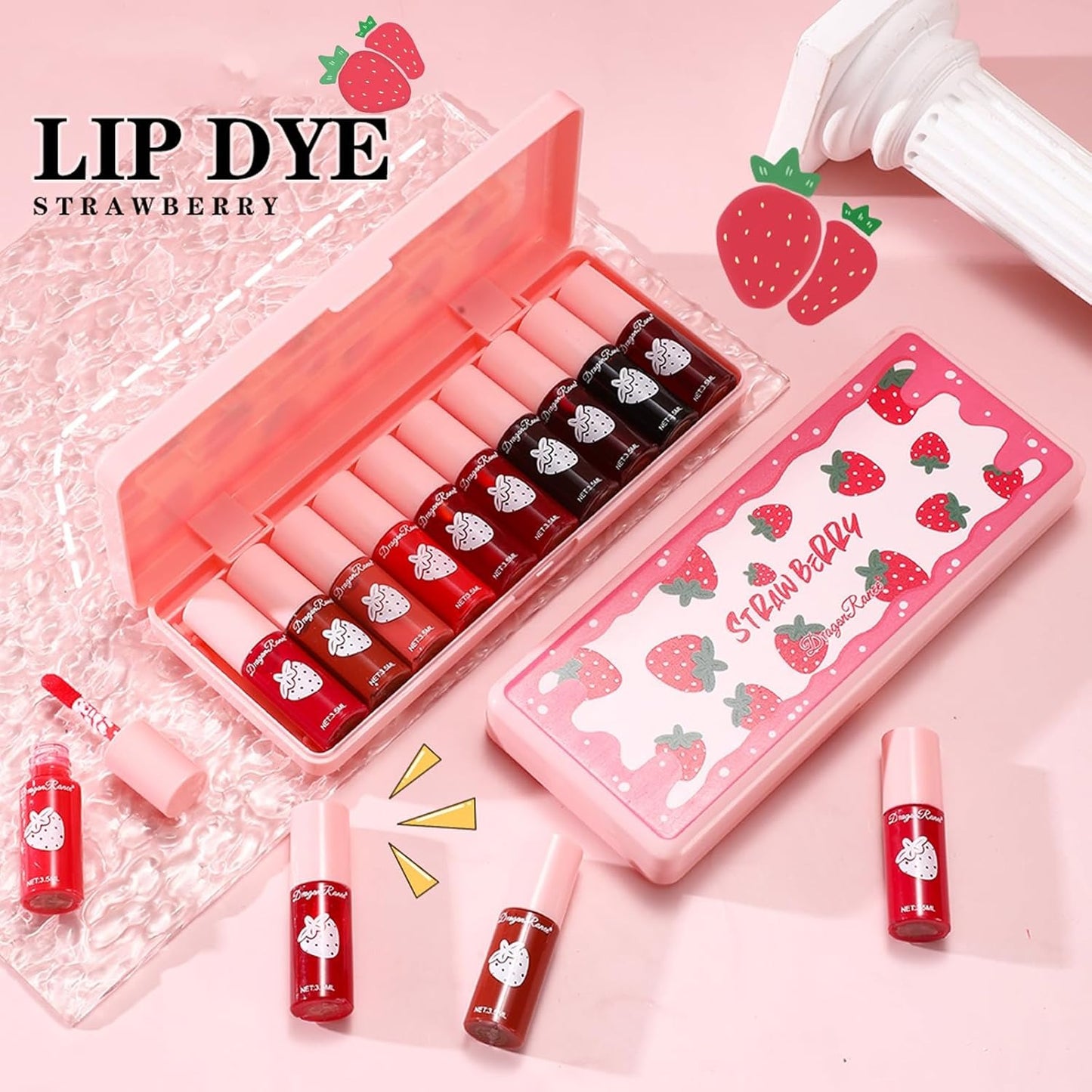 Set A-10 Colors Lip Tint Stain Set, Korean Lip Gloss