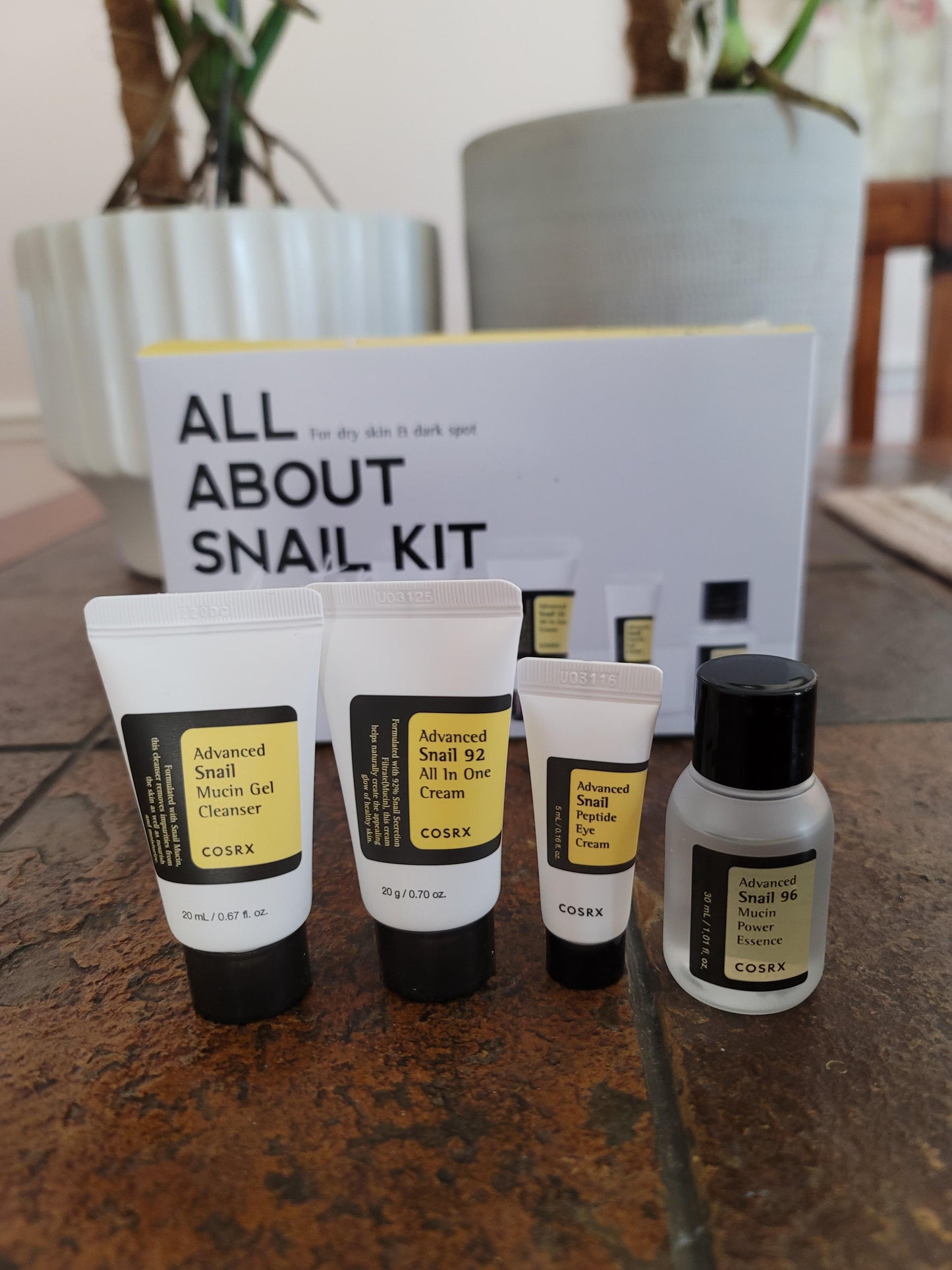 Cosrx All About Snail Kit(Gel Cleanser 20ml,Essence 30ml,Eye Cream 5ml & 92 Cream 20g)
