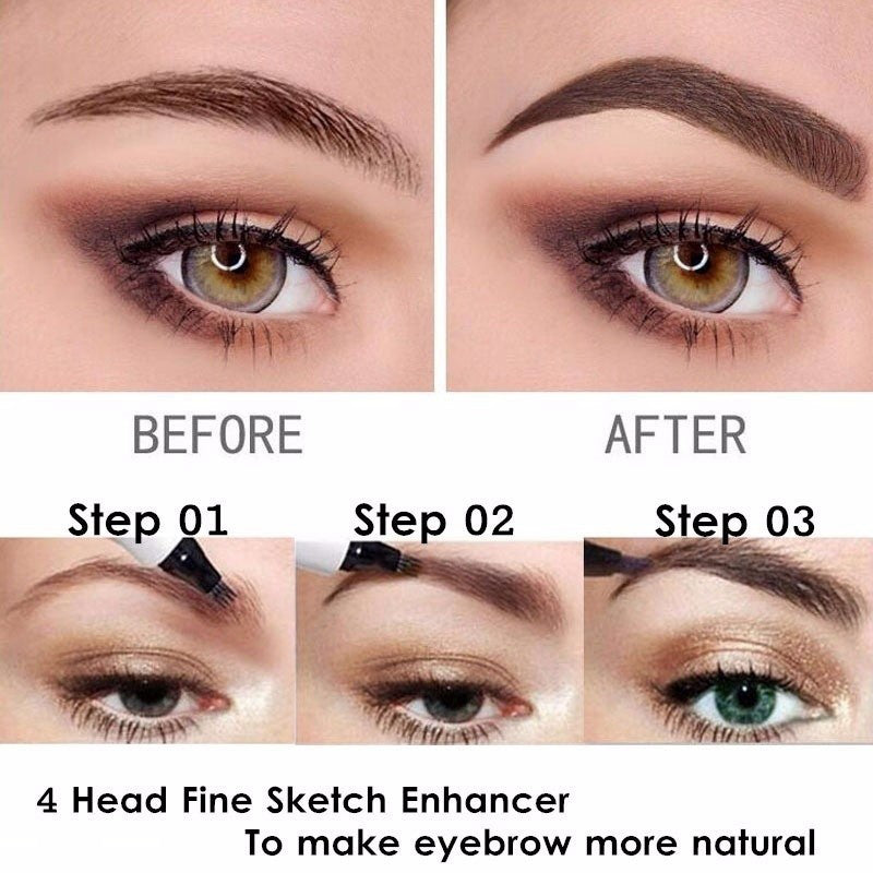 ( ব্ল্যাক কালার ) Waterproof 4 Points Eyebrow Pen