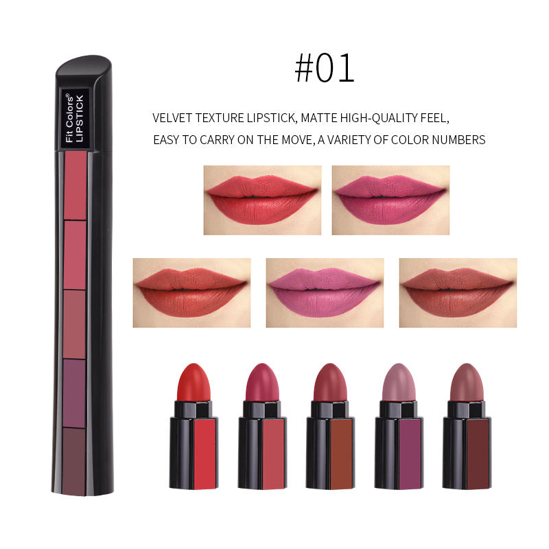 5 In 1 Matte Lipstick Kit Waterproof-Shade-01