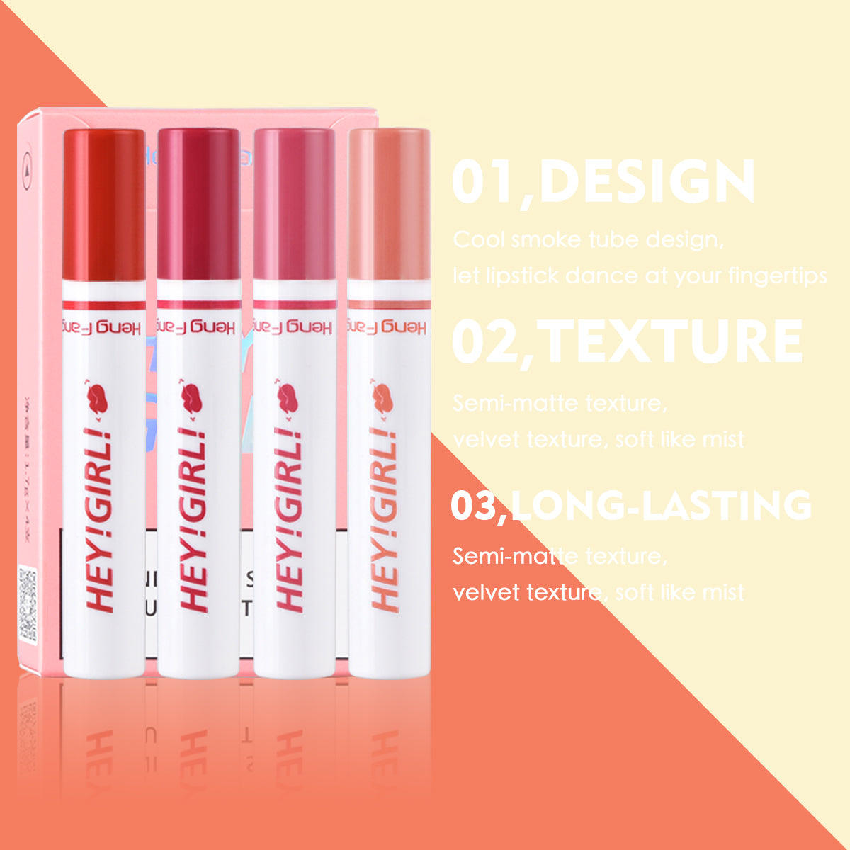 Heng Fang লিপ মেকআপ টুল Wonderful Smoke Tube Lipsticks