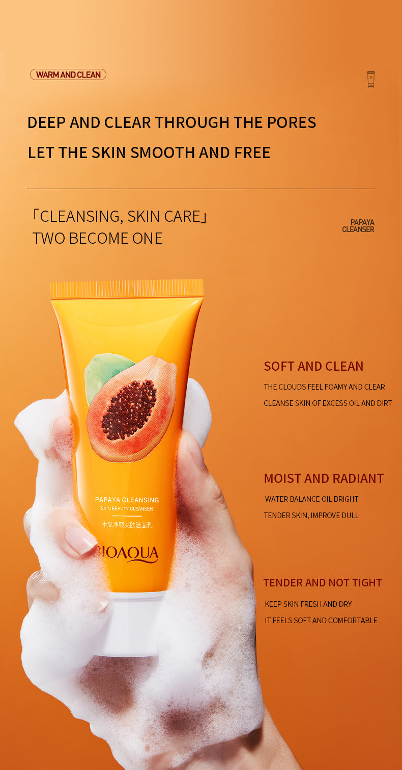 BIOAQUA Papaya Cleansing Cleanser-2pcs+২পিচ ফ্রি
