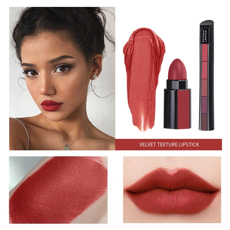5 In 1 Matte Lipstick Kit Waterproof-2 Shade Combo