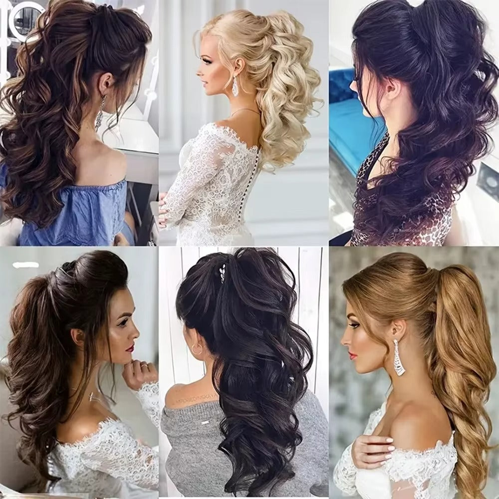✨ কালো কালার ✨ কোঁকড়ানো চুল Long Curly Claw Ponytail Hair