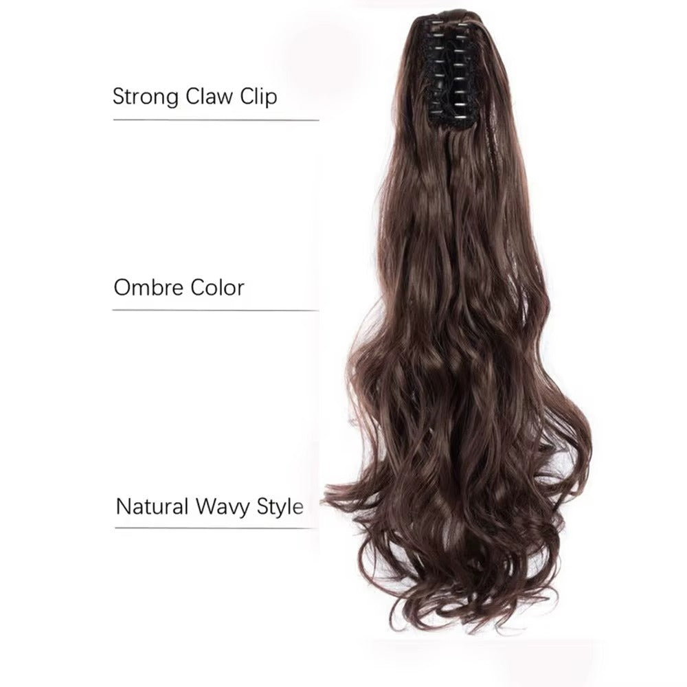 ✨ লাইট ব্রাউন কালার ✨ কোঁকড়ানো চুল Long Curly Claw Ponytail Hair