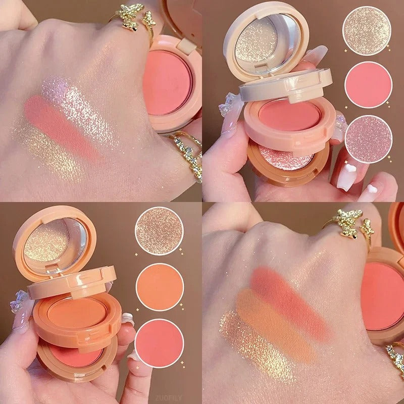 (শেড # ০১+শেড # ০২ )Combo-3 in 1 Matte Highlighter Blush Eyeshadow