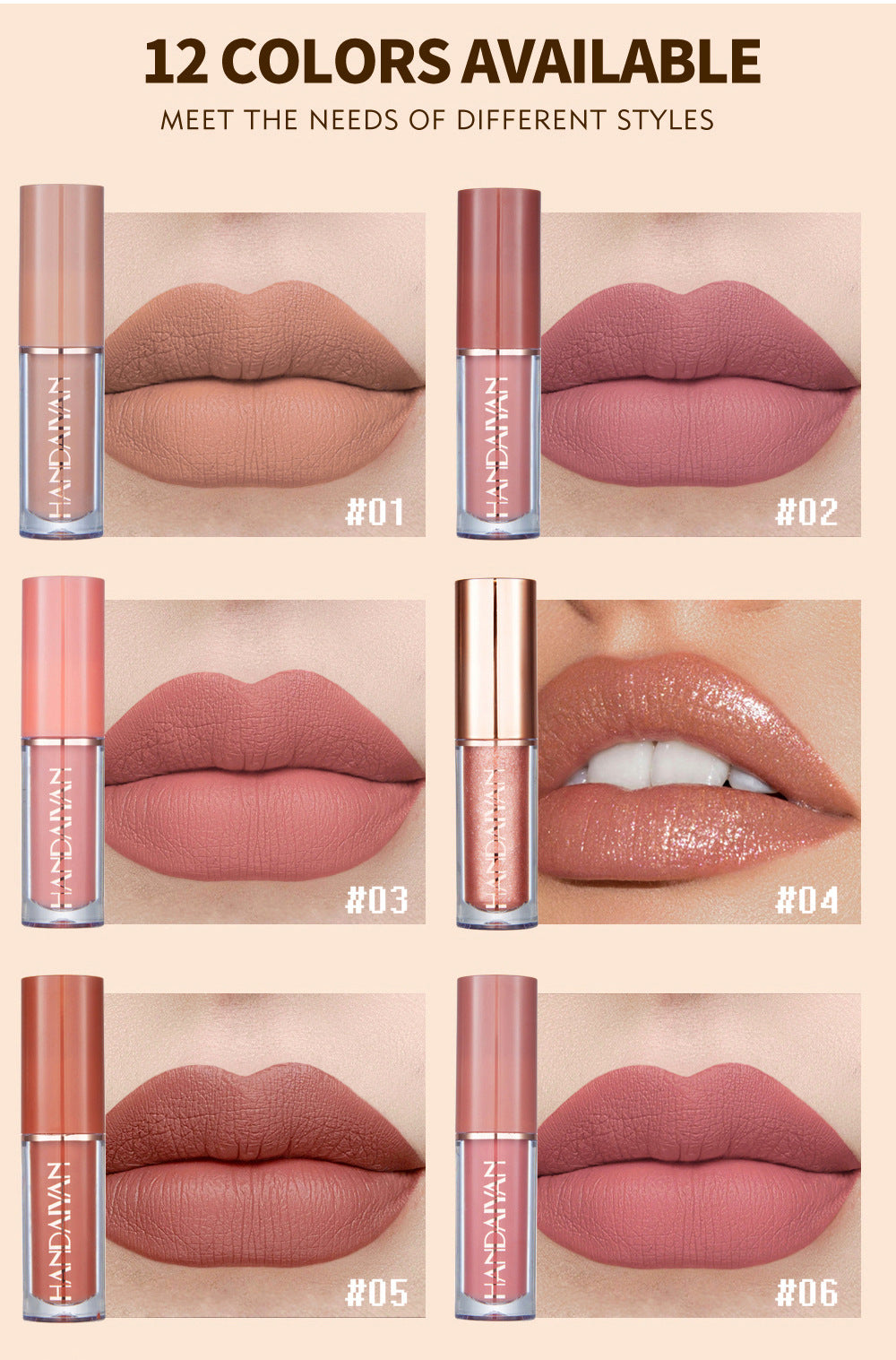 Handaiyan 12 Color Matte Liquid Lipstick