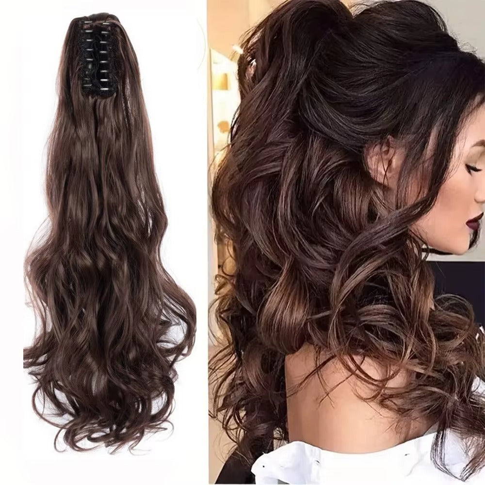 ✨ কালো কালার ✨ কোঁকড়ানো চুল Long Curly Claw Ponytail Hair
