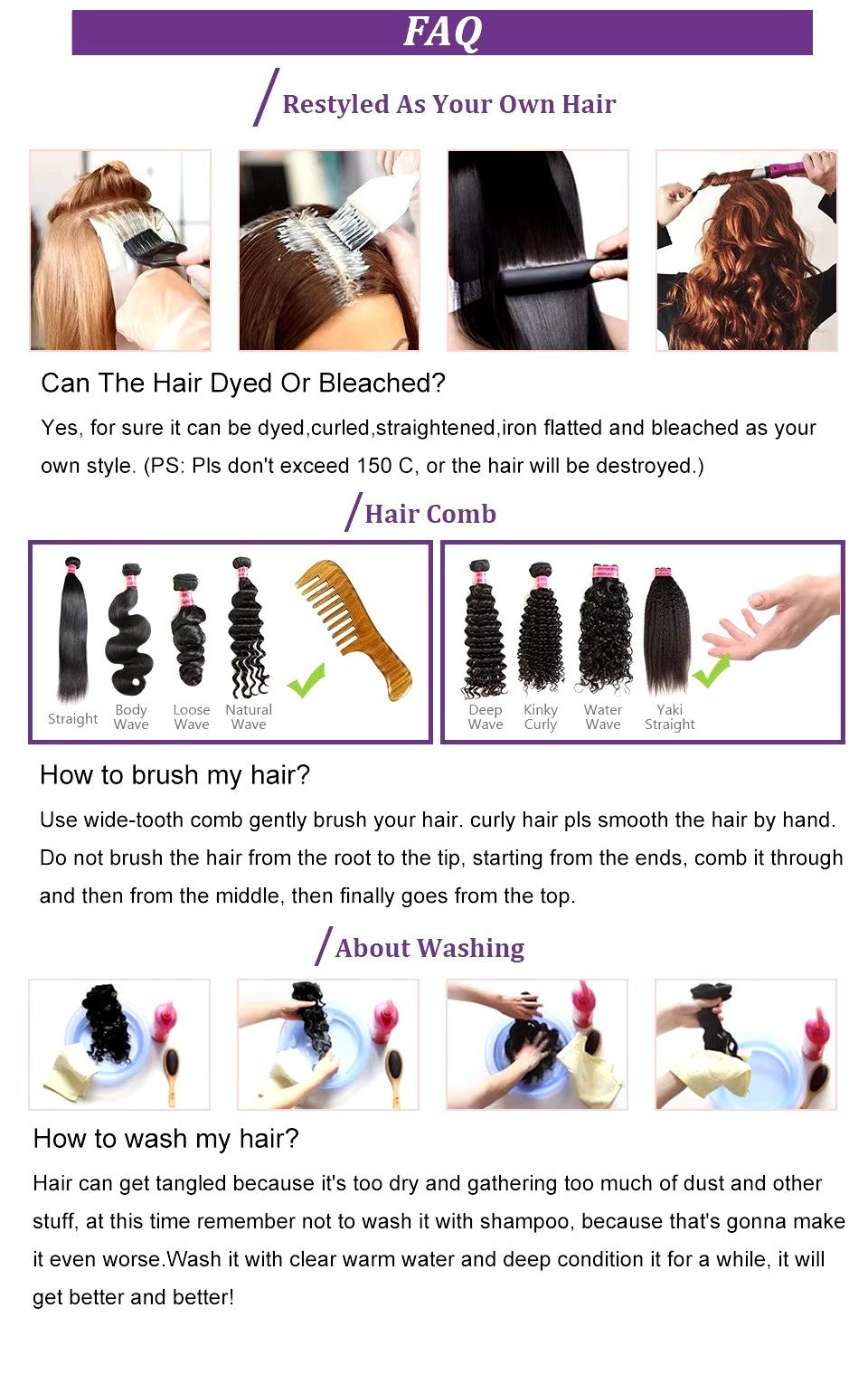 ✨ কালো কালার ✨Long Straight Claw Ponytail Hair