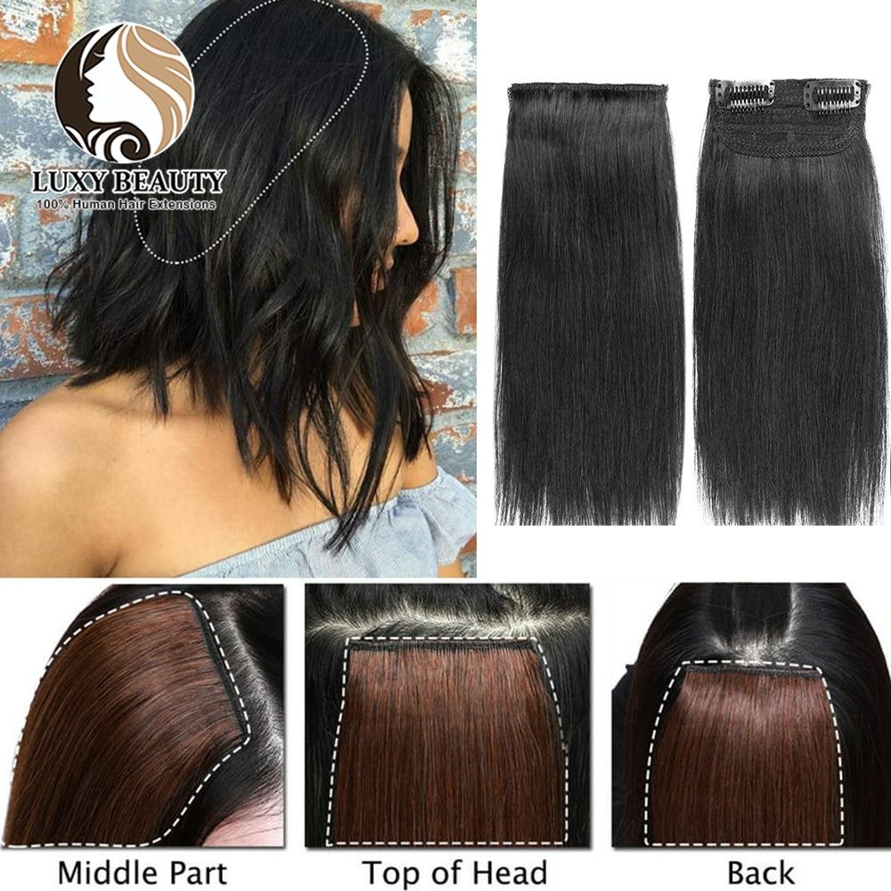১২ ইঞ্চি (কালো কালার) Women Fluffy Invisible Seamless Hair Pads Clip in Hair Extension Lining