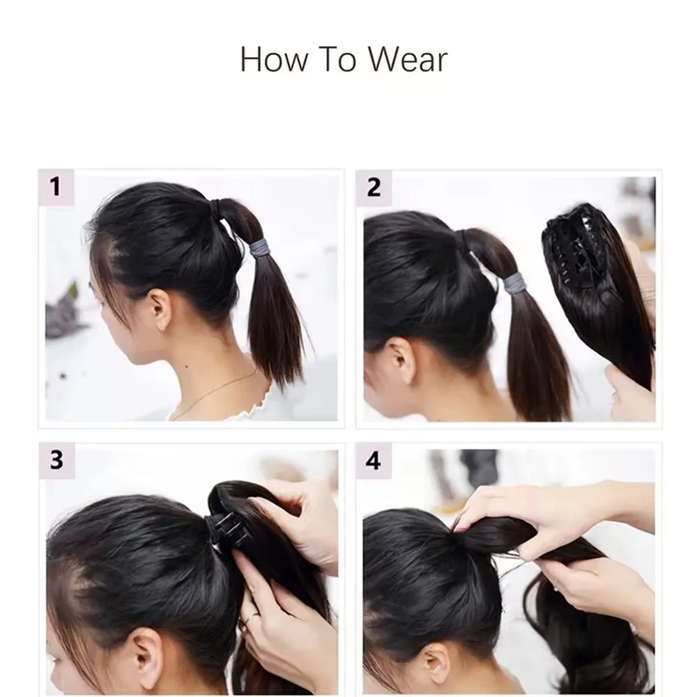 ✨ কালো কালার ✨ কোঁকড়ানো চুল Long Curly Claw Ponytail Hair