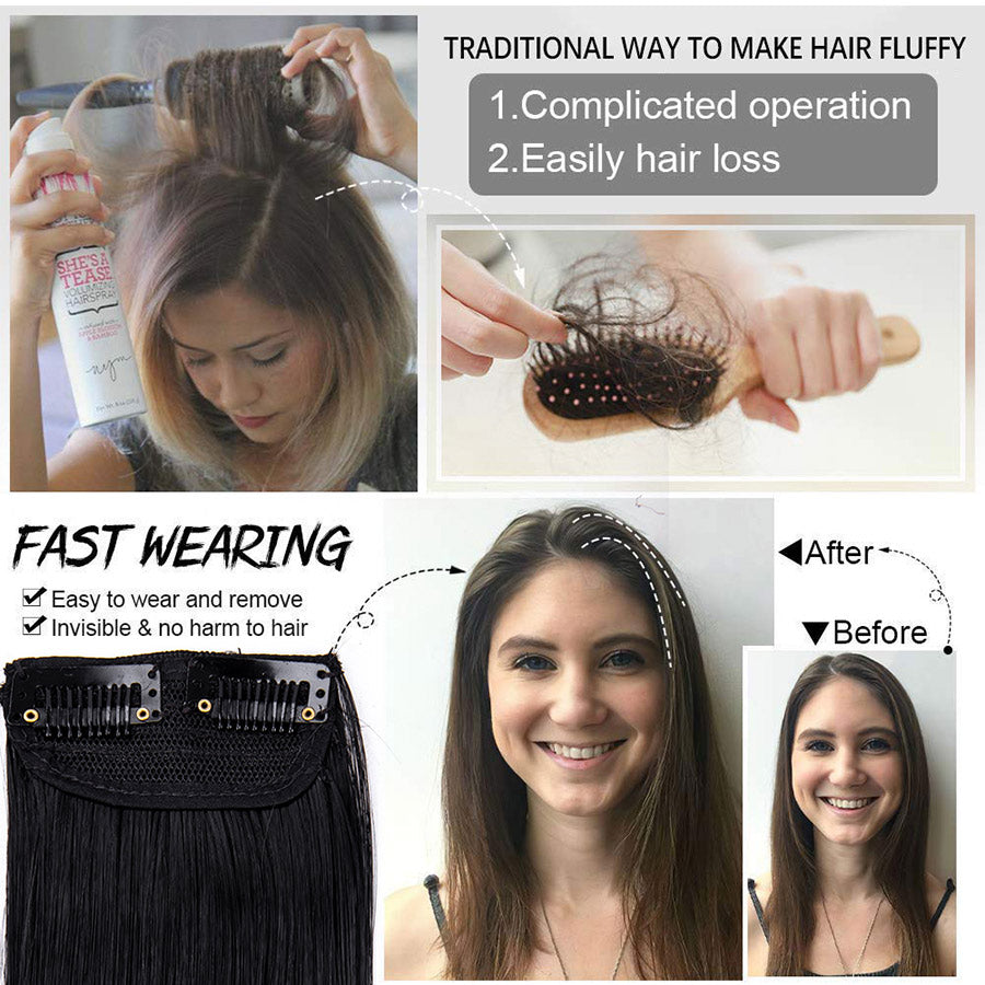 ১২ ইঞ্চি (কালো কালার) Women Fluffy Invisible Seamless Hair Pads Clip in Hair Extension Lining
