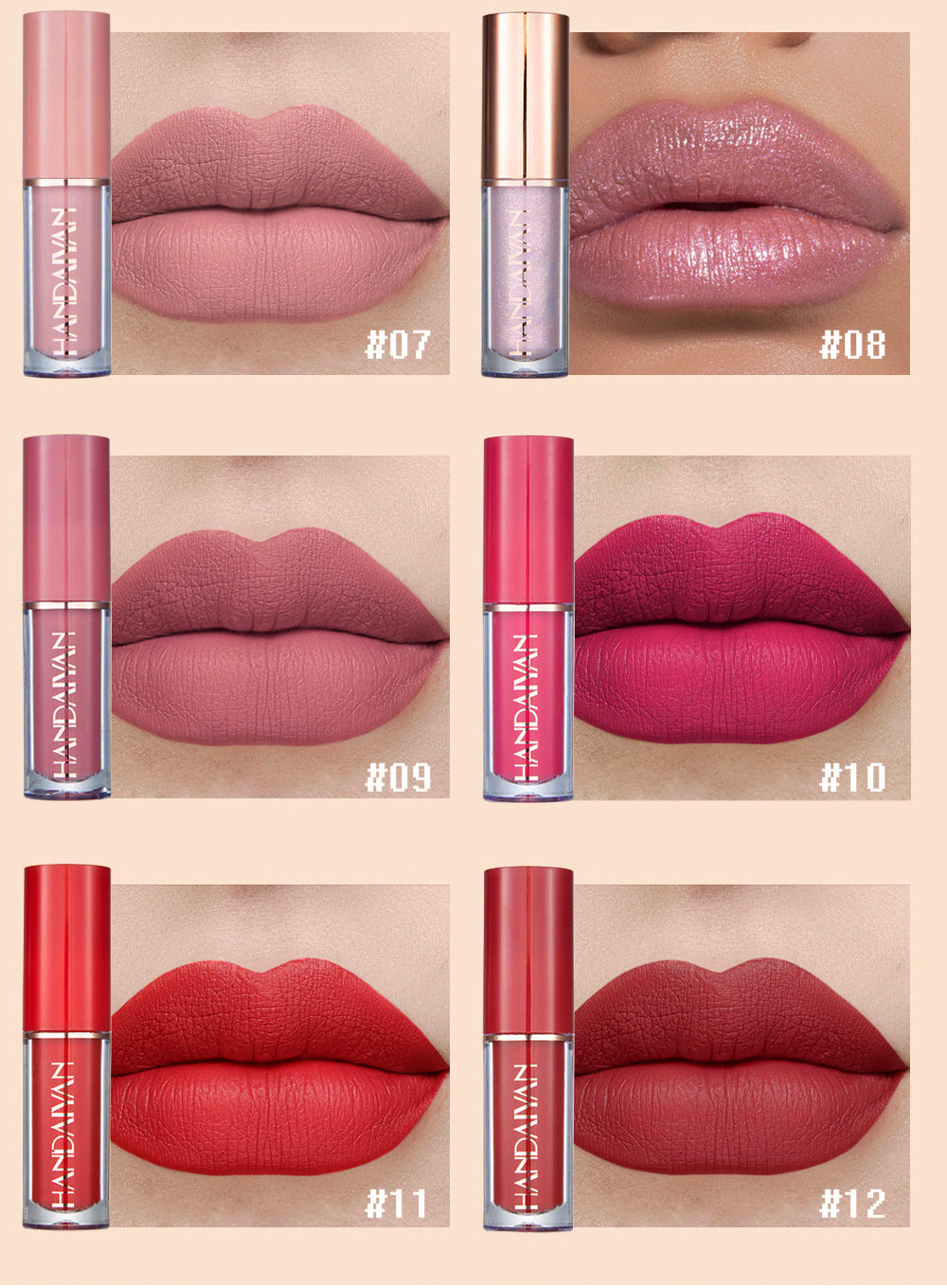 Handaiyan 12 Color Matte Liquid Lipstick