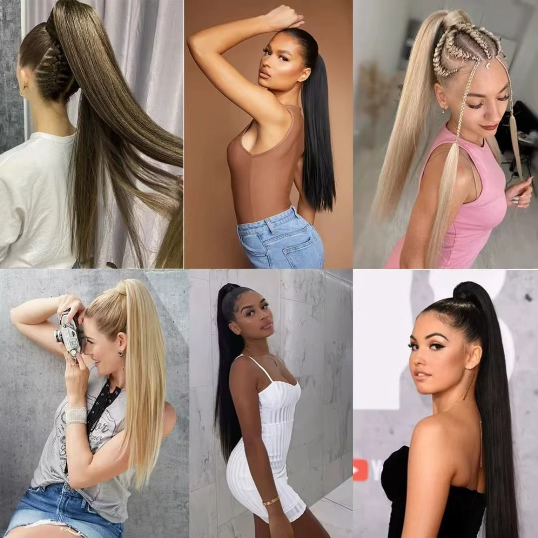 ✨ কালো কালার ✨Long Straight Claw Ponytail Hair
