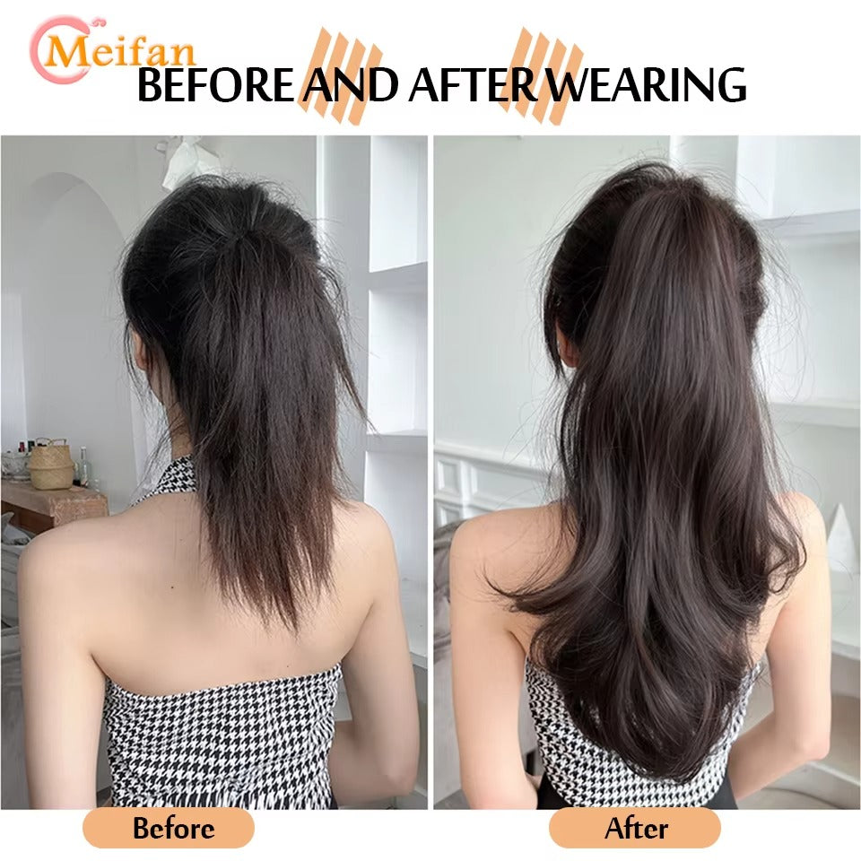 ✨ কালো কালার ✨ কোঁকড়ানো চুল Long Curly Claw Ponytail Hair