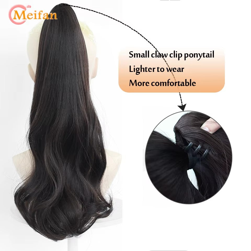 ✨ কালো কালার ✨ কোঁকড়ানো চুল Long Curly Claw Ponytail Hair