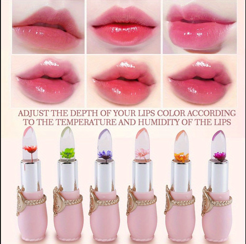 ( ৬ পিসের সেট ) Jelly Dried Flower Color Changing Lip Balm