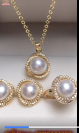 এক সেটেই Necklace, Earrings & Ring!"Bird's Nest Pearl Jewelry Set