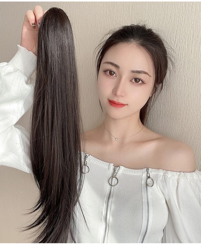 ✨ কালো কালার ✨Long Straight Claw Ponytail Hair