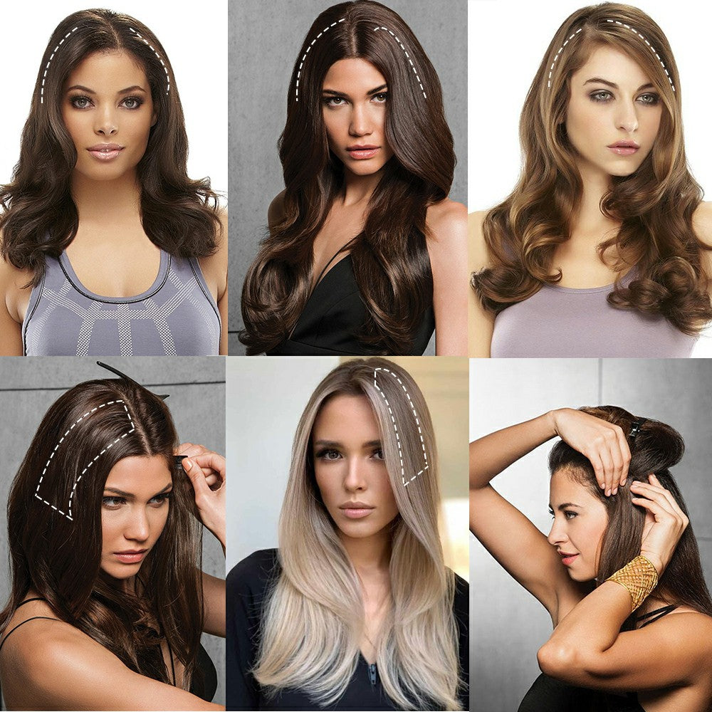 ৮ ইঞ্চি (লাইট ব্রাউন কালার) Women Fluffy Invisible Seamless Hair Pads Clip in Hair Extension Lining
