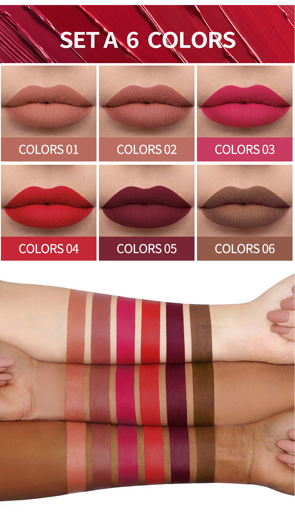 Handaiyan 6 Color Matte Liquid Lipstick