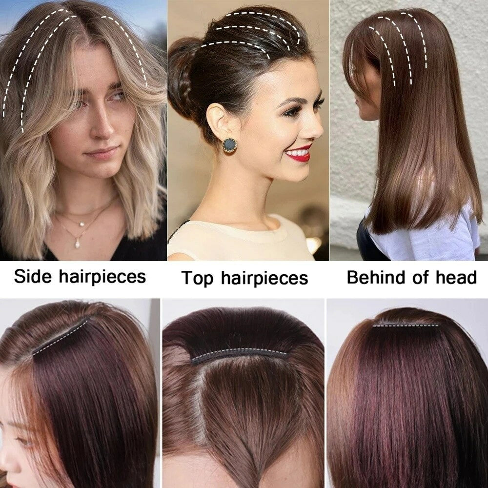 ৮ ইঞ্চি (লাইট ব্রাউন কালার) Women Fluffy Invisible Seamless Hair Pads Clip in Hair Extension Lining