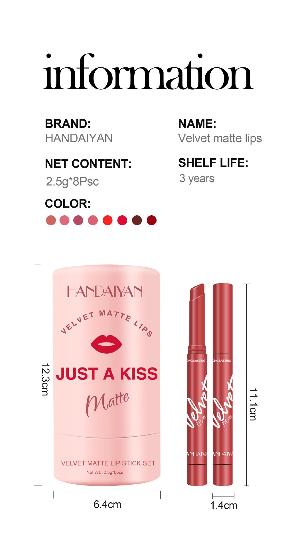 8 Colors Velvet Matte Lip Stick