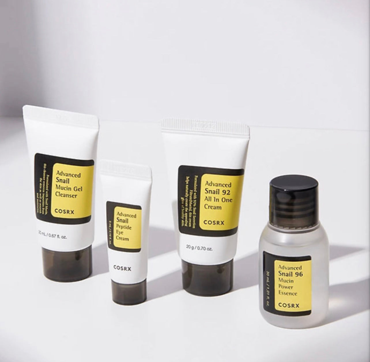 Cosrx All About Snail Kit(Gel Cleanser 20ml,Essence 30ml,Eye Cream 5ml & 92 Cream 20g)