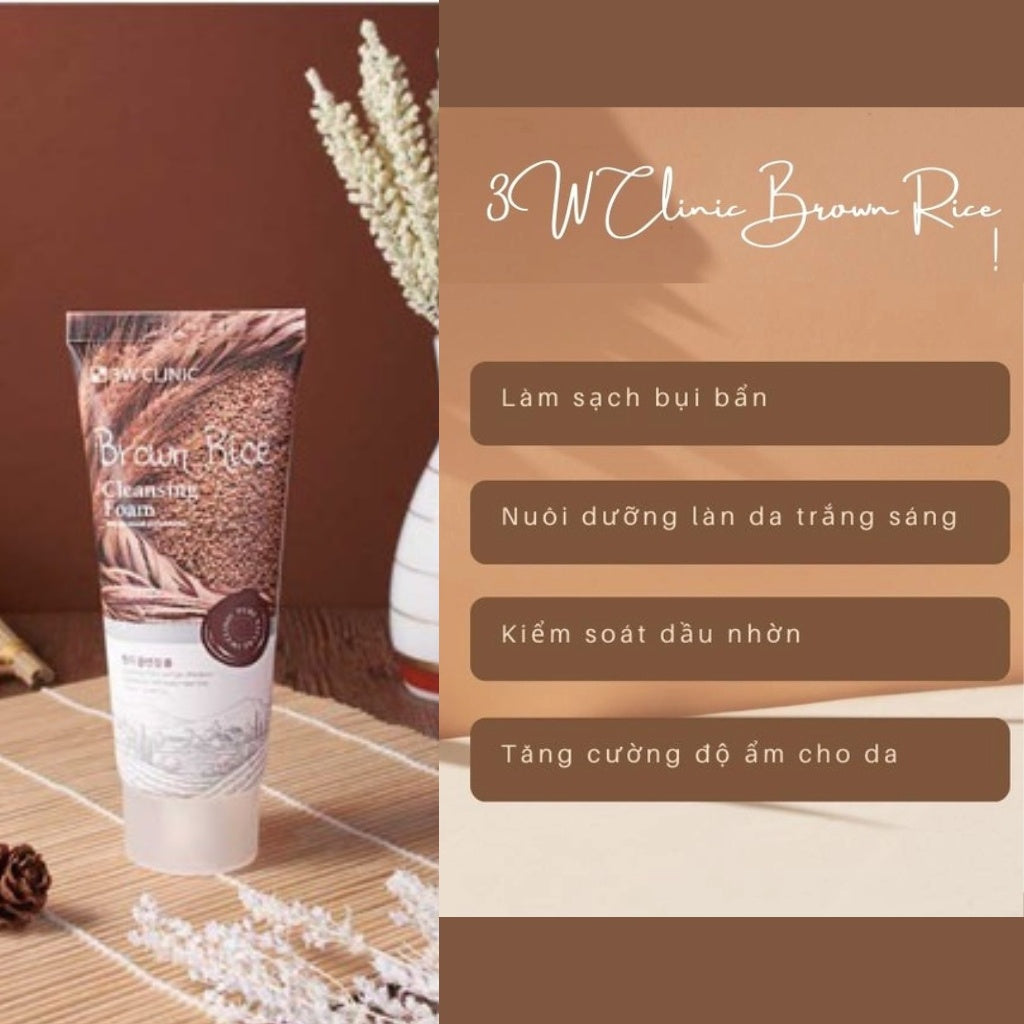 Korean Skin Care-3W Clinic Brown Rice Cleansing Foam