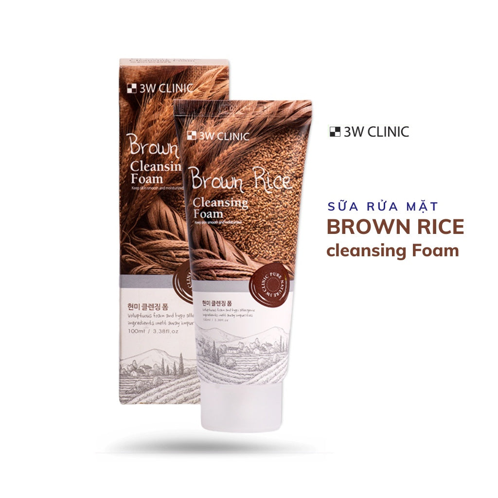 Korean Skin Care-3W Clinic Brown Rice Cleansing Foam