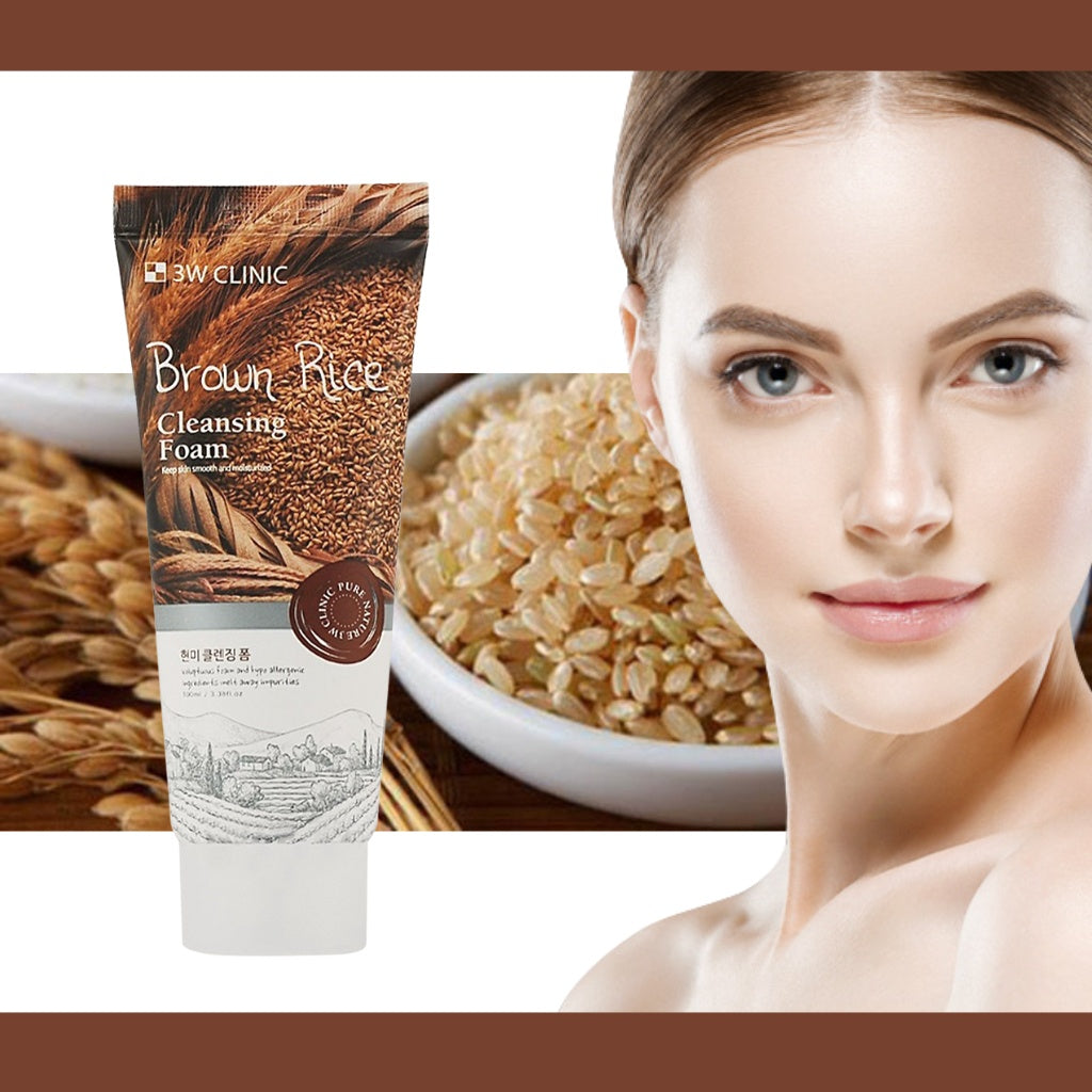 Korean Skin Care-3W Clinic Brown Rice Cleansing Foam