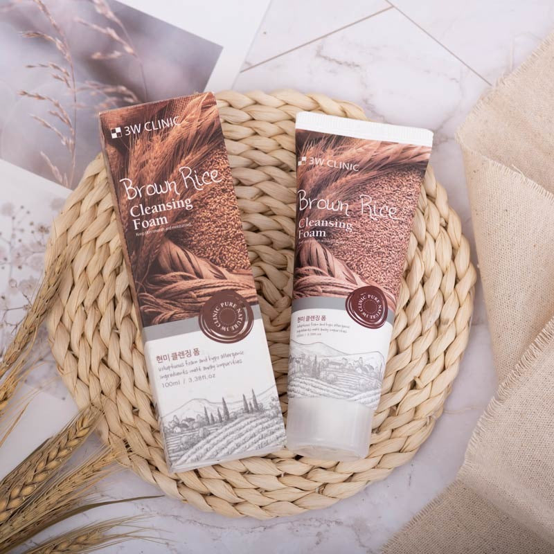 Korean Skin Care-3W Clinic Brown Rice Cleansing Foam