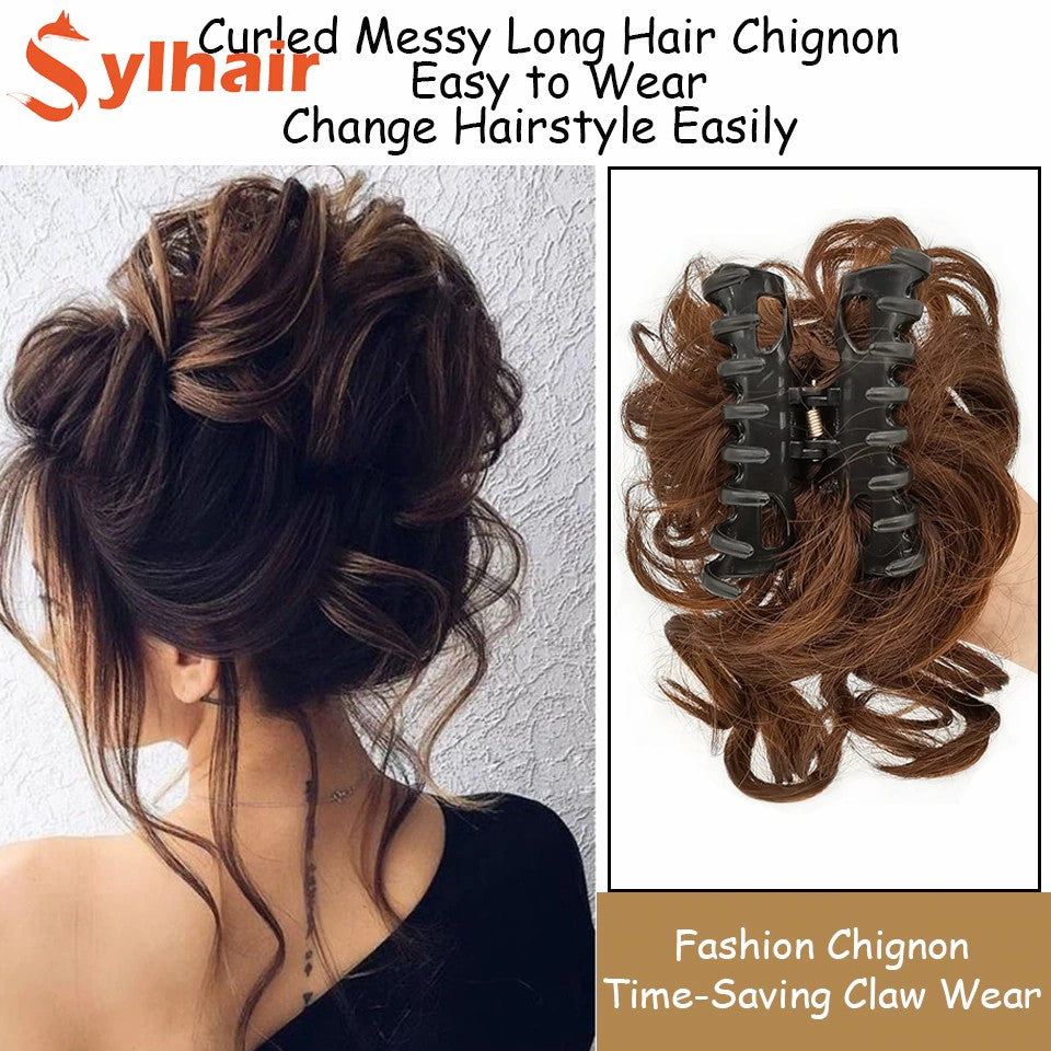 লাইট ব্রাউন কালার Synthetic Hair Bun Extension