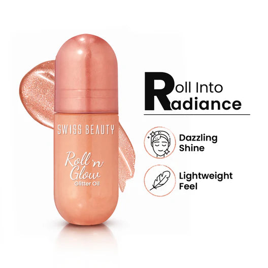 Roll n Glow Glitter Oil (Swiss Beauty) Pink Gliter
