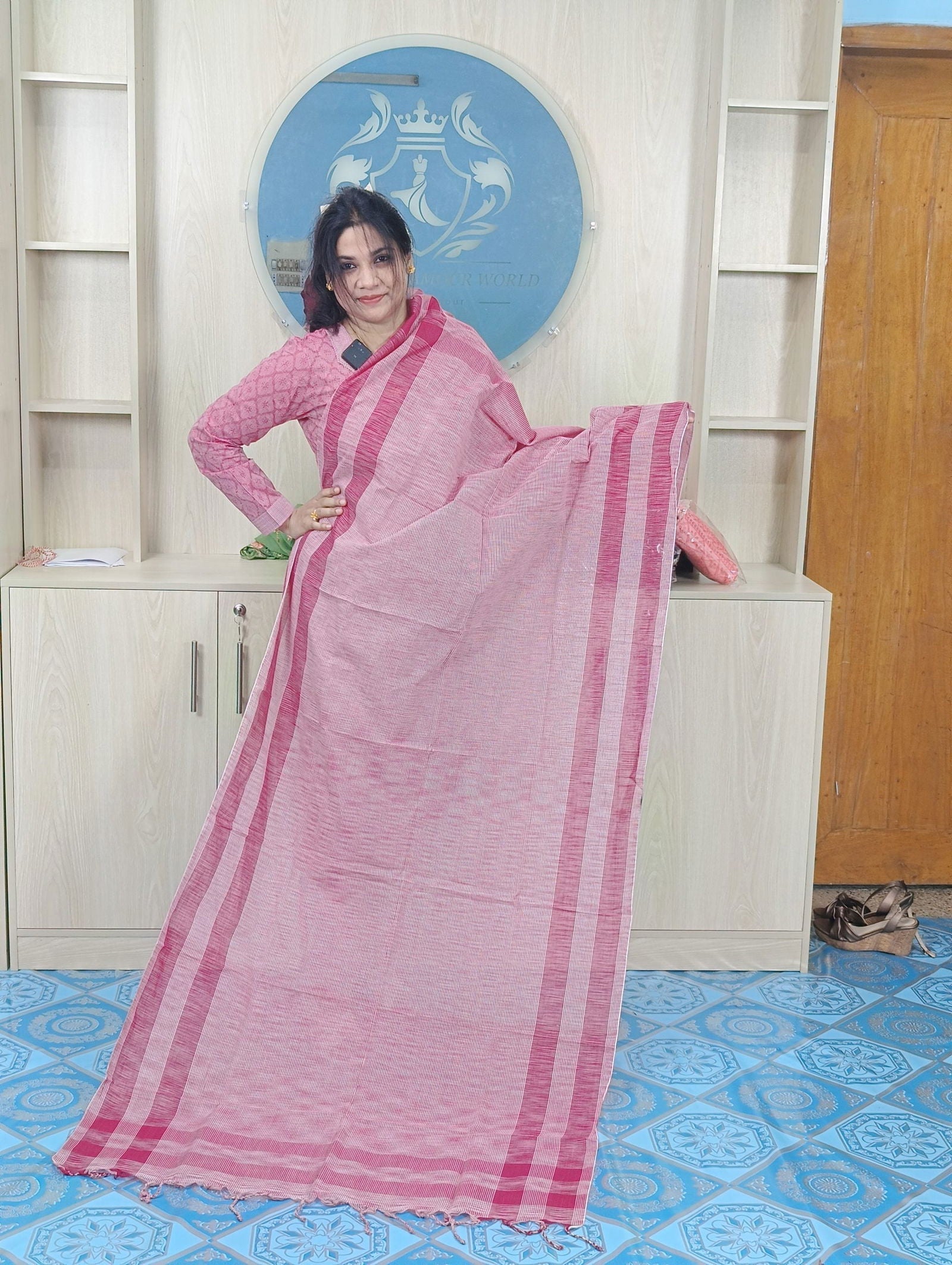100% Cotton Jamdani Handloom Shalwar Kameez-Pink Color - China To BD Web