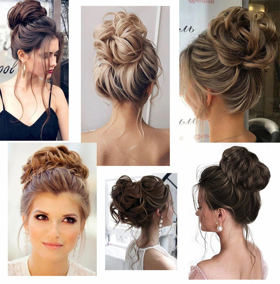 লাইট ব্রাউন কালার Synthetic Hair Bun Extension