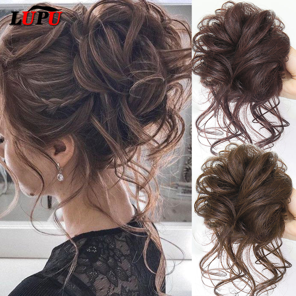 ডার্ক ব্রাউন কালার Synthetic Hair Bun Extension