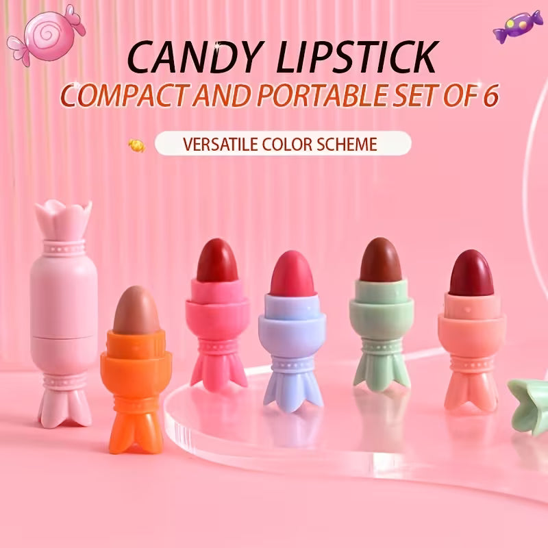 Small Lipstick Candy 6 color matte compact lipstick set