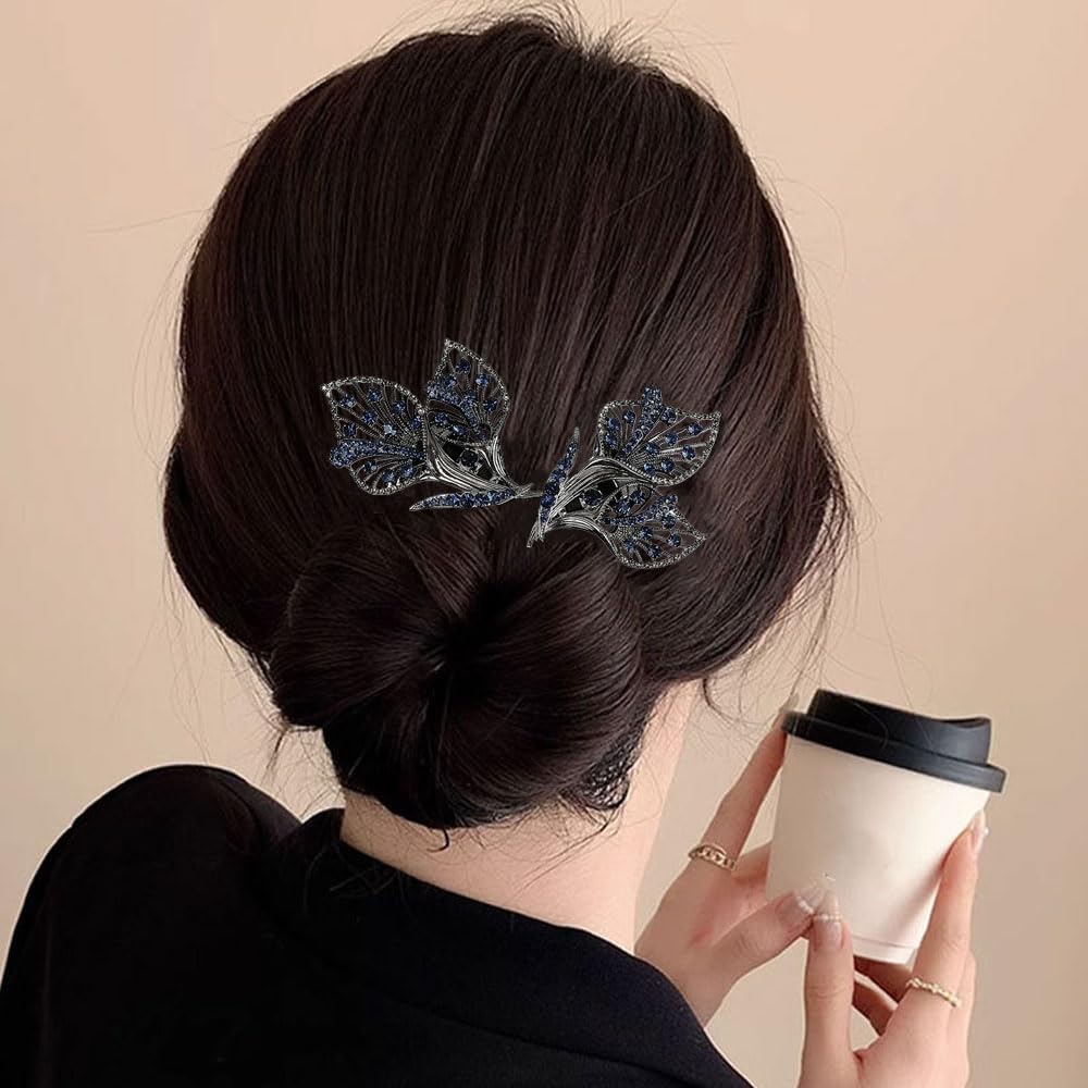 Rhinestone Flower Hair Clip & Bun Maker