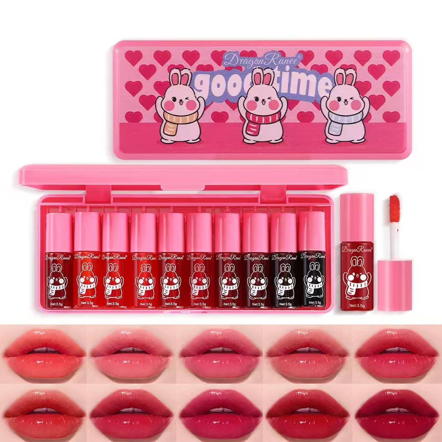 Set B-10 Colors Lip Tint Stain Set, Korean Lip Gloss